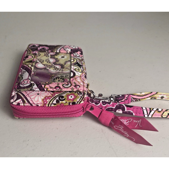Vera Bradley Pink Wallet Very Berry Paisley All In One Wristlet ID Retired NWOT - Picture 6 of 12